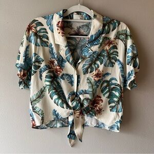 Wilfred Tropical Print Button Down Shirt - Blue and Green